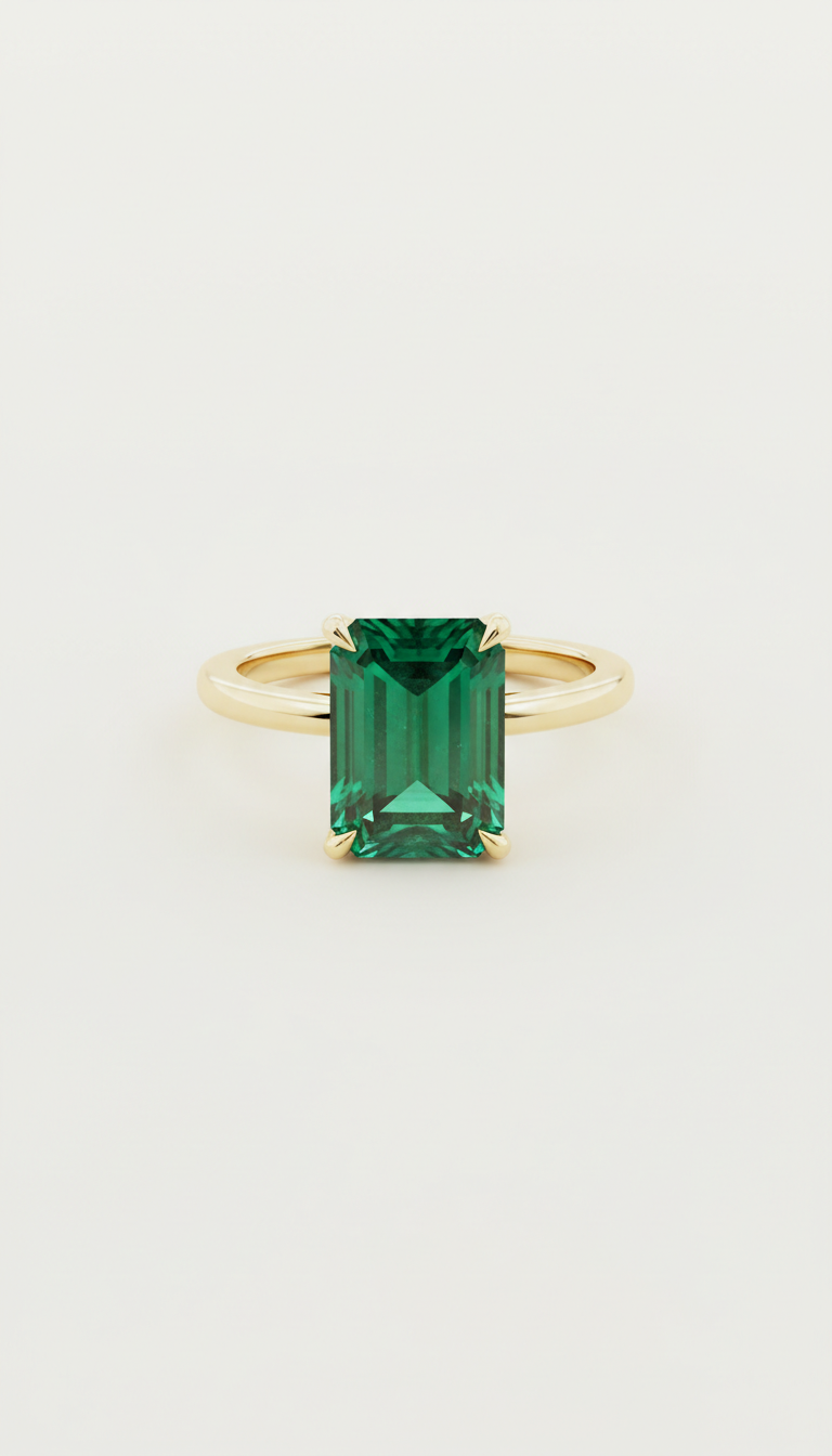 Emerald Solitaire Gold Ring