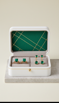 Signature White Jewelry Box Emerald Accents
