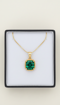Emerald Pendant Necklace Fine Gold Chain